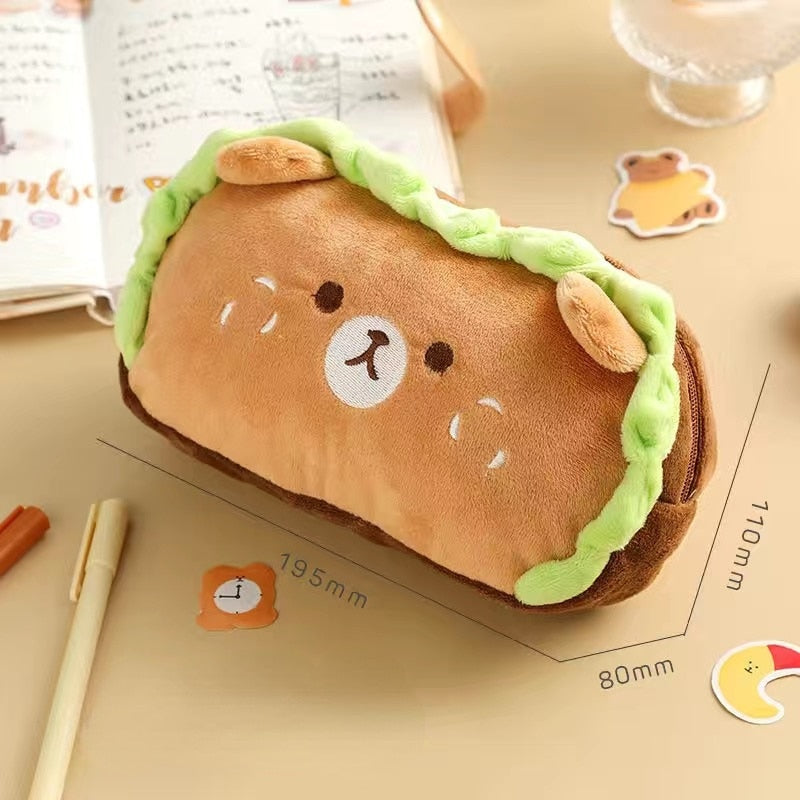 Plush Hamburger-Dog Bear Pencil Case